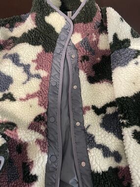 Fabletics Cream, Olive & Dusty Pink Sherpa Jacket